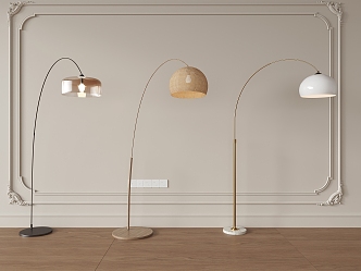 Cream wind metal floor lamp combination 3d model