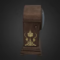 Vintage Mantel Clock With Wooden Frame Gold Ornate Details And Roman Numeral Dial