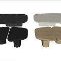 Modern Coffee Tables in Black Light Brown Gray with Matte Wood and Irregular Shape Design