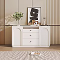 Modern Entryway Cabinet And Side Cabinet With Drawers Greenery Vase And Decorative Artwork
