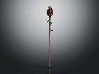 Isolated Plant Featuring Pine Cone Like Top Slender Stem And Small Green Leaves 3d model