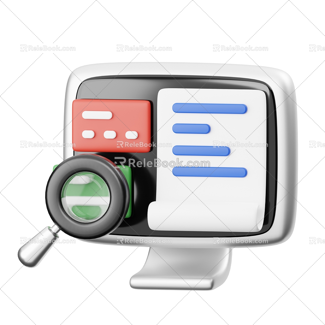 Modern Web Magnifier Cartoon Web Page 3d model