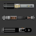Detailed Lightsaber Hilt Models With Metallic Finish And Various Designs