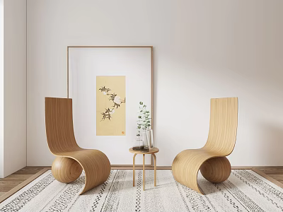 Nordic leisure table and chair combination 3d model