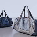 Two Gray Fabric Travel Bags With Hand Straps And Different Sizes