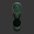 Green Mechanical Character Head Design With Detailed Armor Structure And Numbers