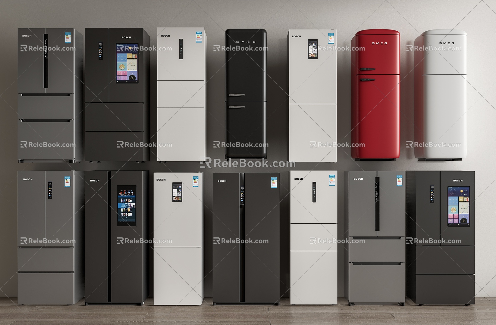 Modern Refrigerator Small Refrigerator Two-door Refrigerator Three-door Refrigerator Two-door Refrigerator Four-door Refrigerator 3d model