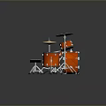 Orange Wood Grain Drum Set With White Drumheads Cymbals And Drumsticks