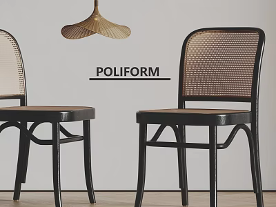 Poliform Modern Leisure Chairs With Woven Backrest And Black Metal Legs Design 3d model