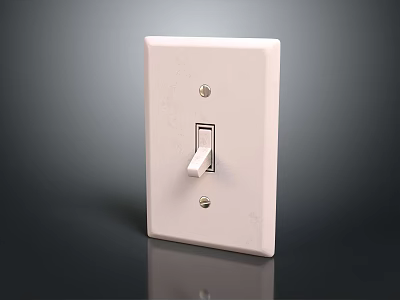 White Plastic Wall Switch with Toggle Button for Home Electrical Appliance Use 3d model