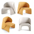 Modern Leather Armchair Design With Yellow And Gray Color Options For Living Room