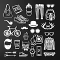 Stylish Wall Decor With Hand Drawn Fashion Lifestyle Elements And Illustrations