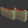 Architectural Stone Wall Structure With Corner Design And Brick Texture Top Railing
