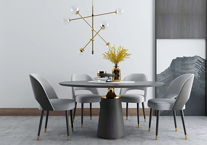 Modern Dining Table and Chair Combination 3d model