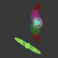 Game Movie Character White Haired Elf with Golden Black Armor Blue Gem Giant Red Axe