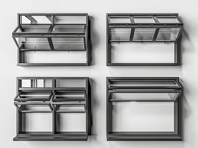 Black Metal Wall Mounted Storage Racks With Multiple Shelves And Hook Compartments 3d model