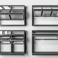 Black Metal Wall Mounted Storage Racks With Multiple Shelves And Hook Compartments 3d model