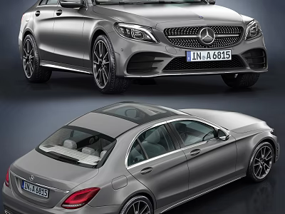 Silver Mercedes Benz C Class Sedan with Sporty Front Design Alloy Wheels and Sunroof 3d model