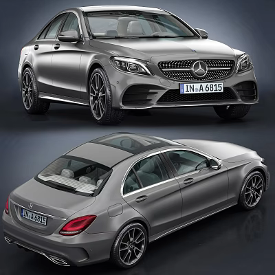 Silver Mercedes Benz C Class Sedan with Sporty Front Design Alloy Wheels and Sunroof 3d model