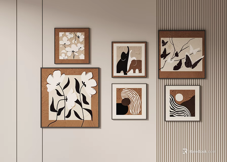 Abstract Art Paintings Hanging On The Wall 3d model