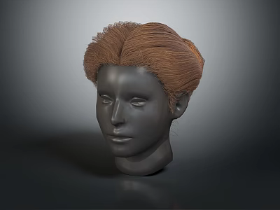 Game and Film Character Head Model with Brown Hairstyle Design 3d model