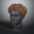 Game and Film Character Head Model with Brown Hairstyle Design