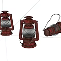 Old portable lamp lantern kerosene lamp 3d model