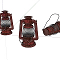 Old portable lamp lantern kerosene lamp 3d model