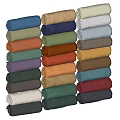 Soft Colorful Bed Runners Rolled Stacked in Various Vibrant Hues for Bedroom Decor