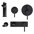 Black Modern Faucet with Various Designs and Control Knobs for Bathroom Fixtures 3d model