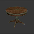 Classic Solid Wood Round Table With Pedestal Base And Simple Design 3d model