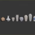 Diverse Decorative Ceramic Vases Display Featuring Various Patterns And Shapes 3d model