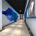 Modern Public Restroom Interior With Washbasins Mirrors Marble Walls And Green Plants