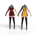 Two Humanoid Characters With Insect Inspired Red Black And Yellow Costumes