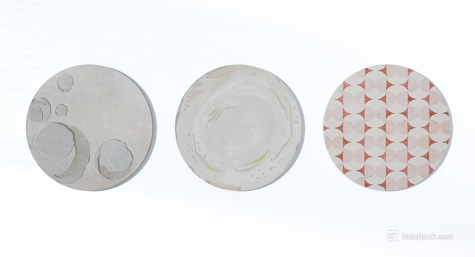Round Rugs Featuring Three Varied Textured And Patterned Designs For Home Decor 3d model