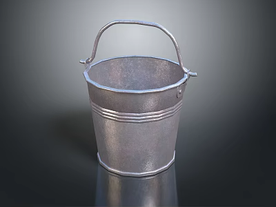 Practical Silver Metal Bucket With Handle Ideal For Household Living Supplies Daily Use 3d model