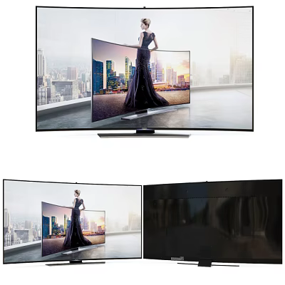 Modern Curved TV Showing Cityscape and Woman in Black Dress with Sleek Design 3d model Modern Curved TV Showing Cityscape and Woman in Black Dress with Sleek Design 3d model