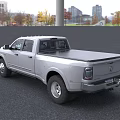 Silver Heavy Duty Pickup Truck With Double Cab Chrome Grille And Alloy Wheels