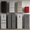 Modern Refrigerators In Various Colors And Different Styles For Kitchen Use 3d model