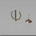 Copper Metal Furniture Decorations Featuring Gear Like Structure Pendant Light Round Lampshade And Metal Chain