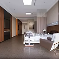 Hospital Ward Interior Design With Medical Bed Chair TV And Wooden Walls