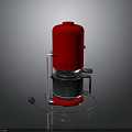 Red Industrial Equipment With Metal Support Stand And Flexible Hose Design