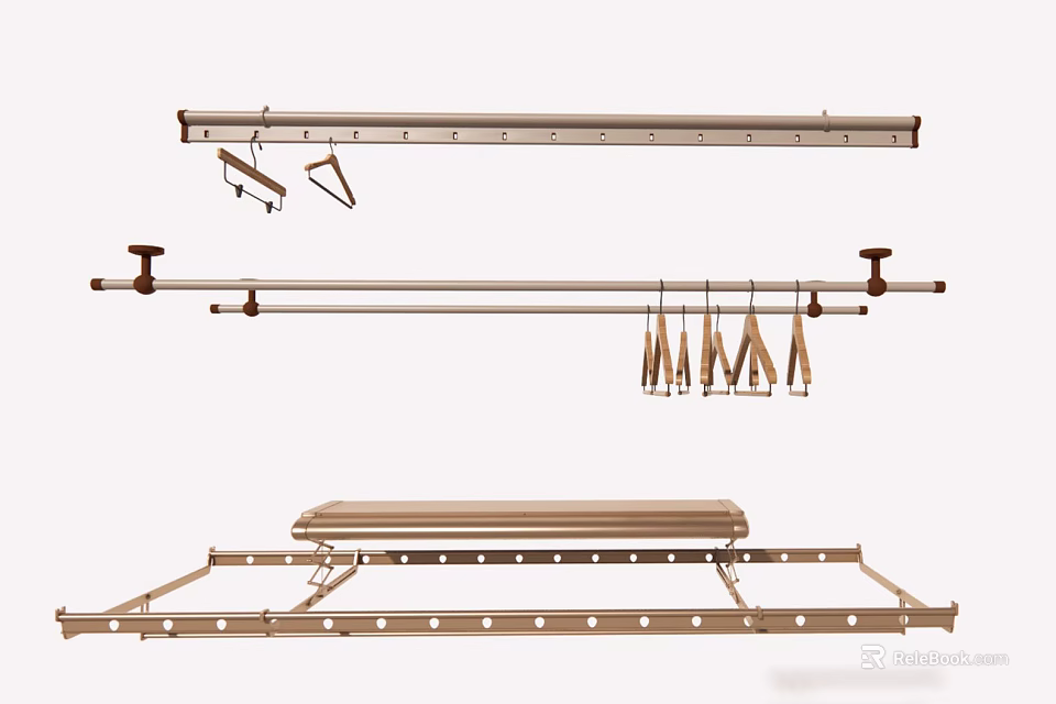 Durable Adjustable Clothes Hangers With Retractable Rods Clips And Foldable Design 3d model 