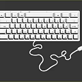 White Wired Keyboard Electronic Device with Standard Key Layout and Connection Cable 3d model