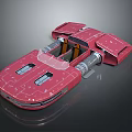 Red Cosmic Spaceship Design With Transparent Canopy And Engine Modules 3d model