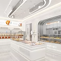 Bright White Bakery Interior With Glass Display Cases And Fresh Bread Pastries