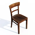 Classic Solid Wood Dining Chair With Dark Brown Finish And Simple Backrest Design 3d model