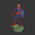Captain America Statue In Blue Uniform With Star Shield Red Gloves On Stone Base