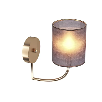 Modern Golden Wall Lamp With Round Base Gray Lampshade And Warm Light 3d model