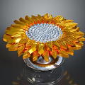 Sunflower Shaped Home Decor With Golden Petals And Silver Center